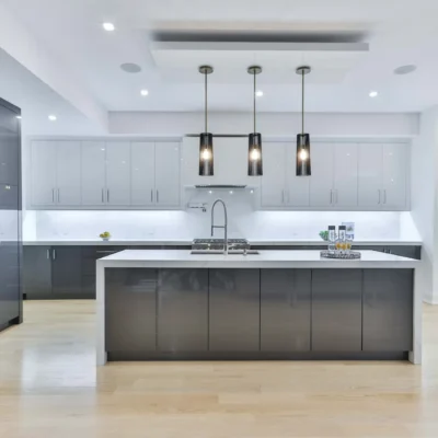 cleaned and polished modern kitchen sink
