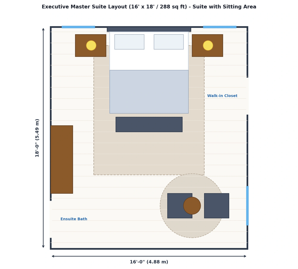 16' x 18'  Bedroom